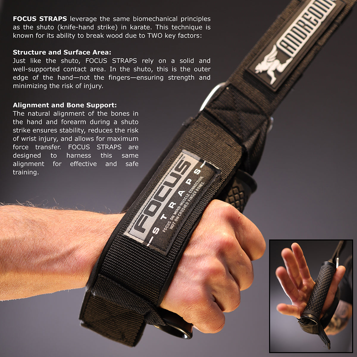 ANDREONI FOCUS STRAPS (TM) - The cable attachment that won't crush your finger bones.