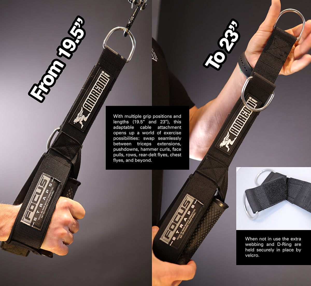 ANDREONI FOCUS STRAPS (TM) - The cable attachment that won't crush your finger bones.
