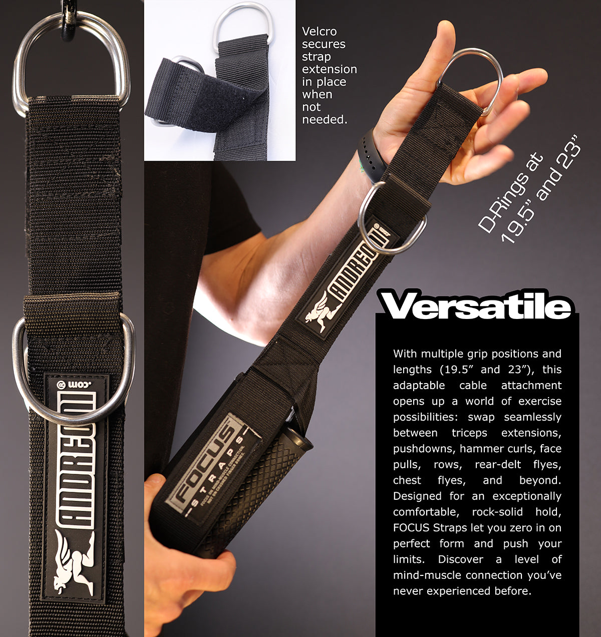 ANDREONI FOCUS STRAPS (TM) - The cable attachment that won't crush your finger bones.