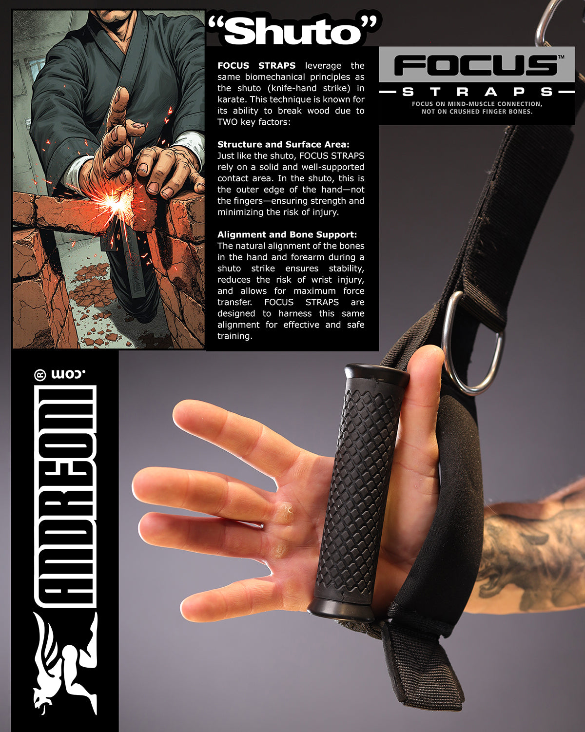 ANDREONI FOCUS STRAPS (TM) - The cable attachment that won't crush your finger bones.