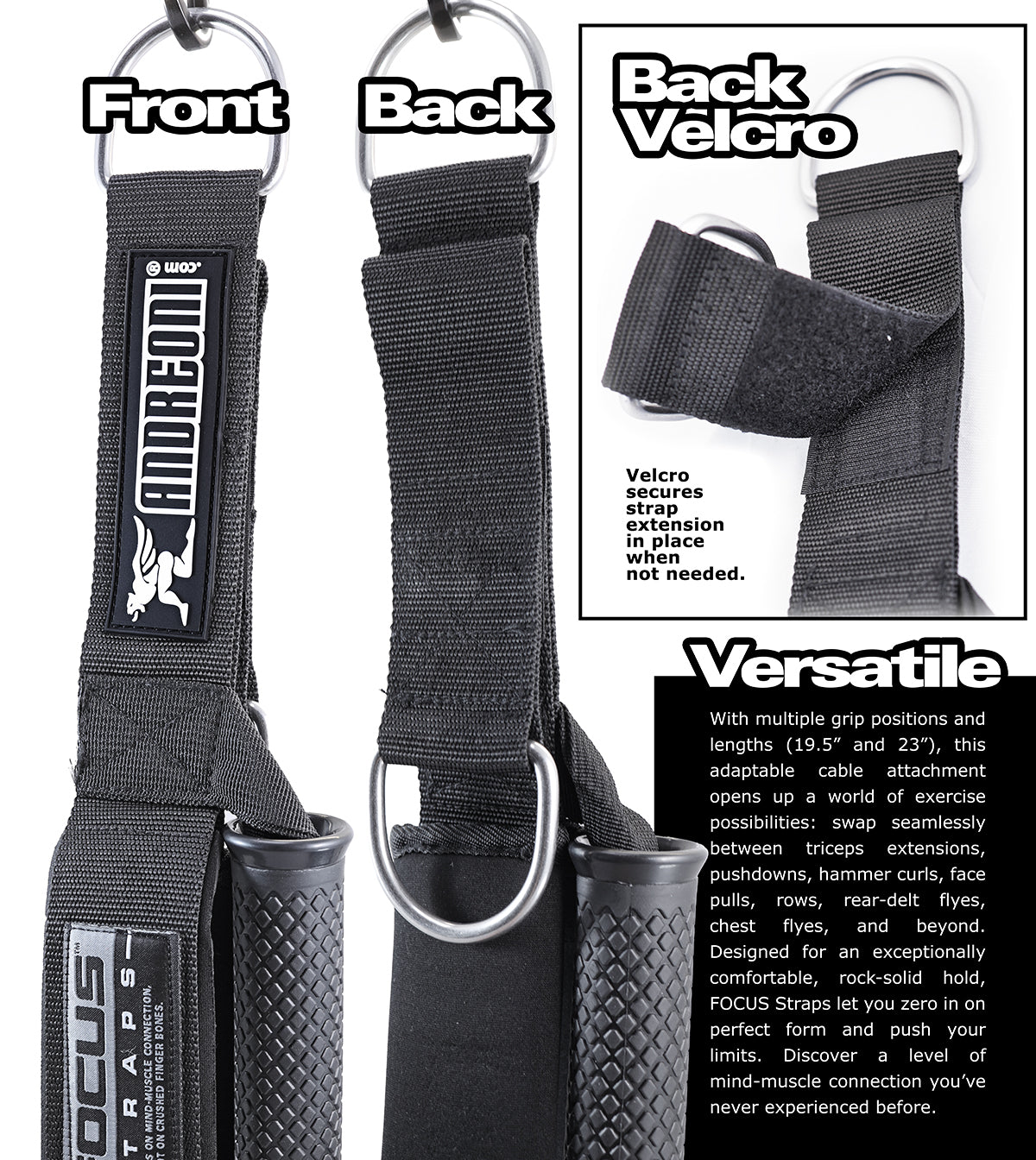 ANDREONI FOCUS STRAPS (TM) - The cable attachment that won't crush your finger bones.