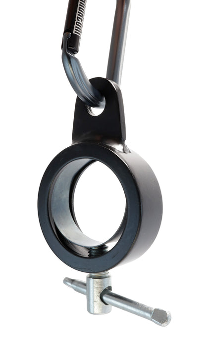 Andreoni cable barbell collar with a carabiner clipped through the attachment point